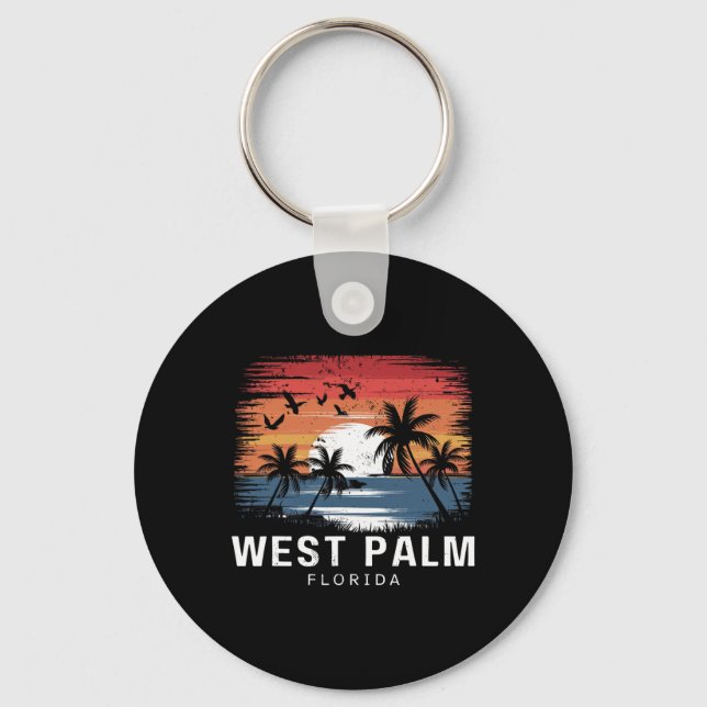 West Palm Beach Florida Surfing Surfer  Keychain (Front)