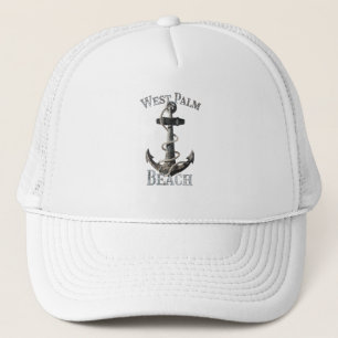 West Palm Beach Florida Vacation Nautical Anchor Trucker Hat