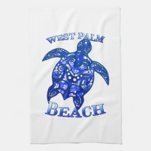 West Palm Beach Florida Vacation Tribal Turtle Kitchen Towel