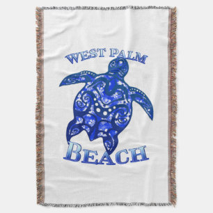 West Palm Beach Florida Vacation Tribal Turtle Throw Blanket
