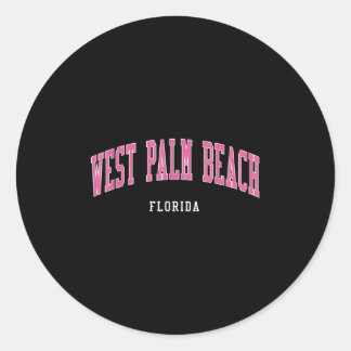 West Palm Beach Florida Vintage Atheltic College S Classic Round Sticker
