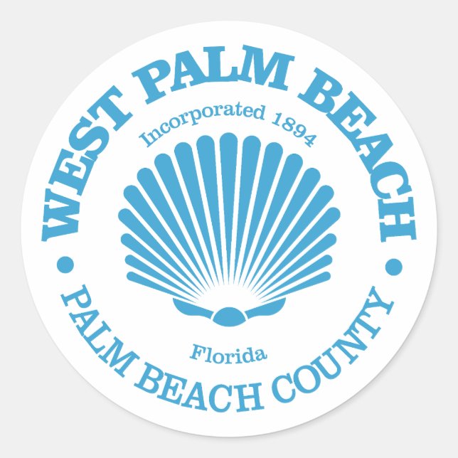 West Palm Beach (seashell) Classic Round Sticker (Front)