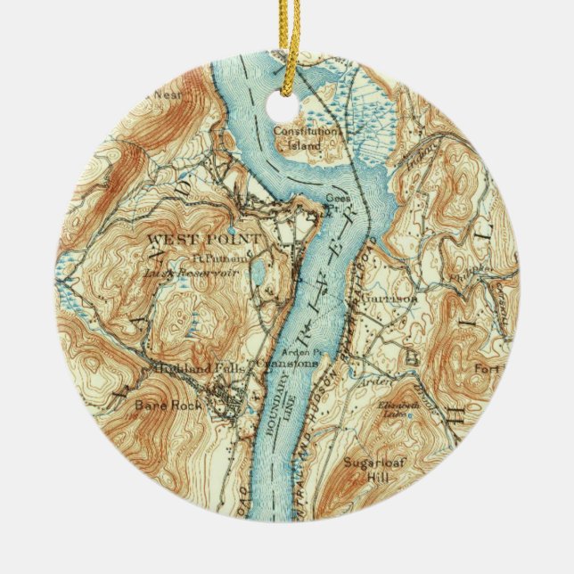 West Point NY Vintage Map Ceramic Ornament (Front)
