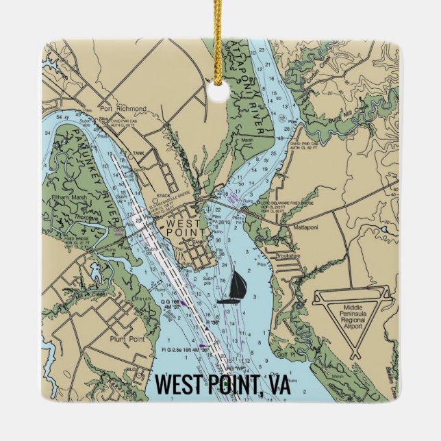 West Point VA Chart Ceramic Ornament (Back)