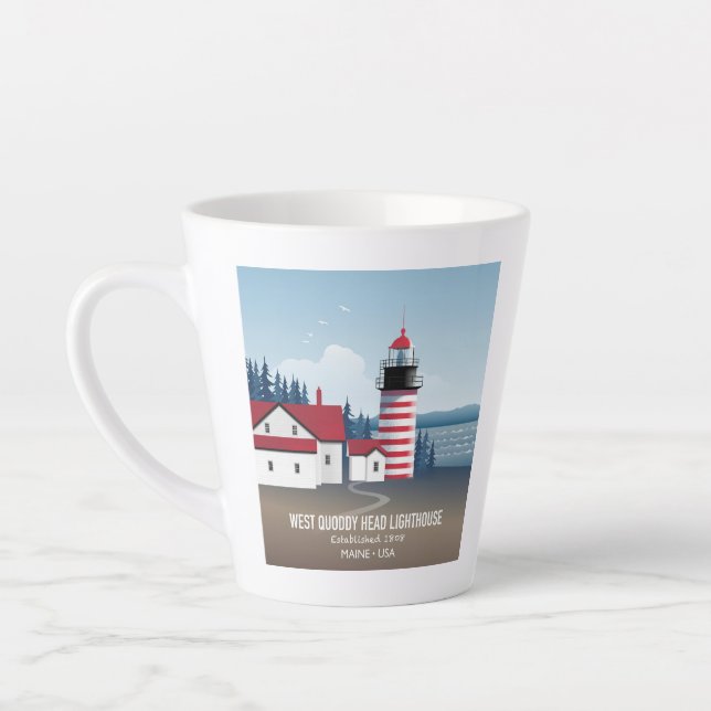 West Quoddy Head Lighthouse Latte Mug (Left)