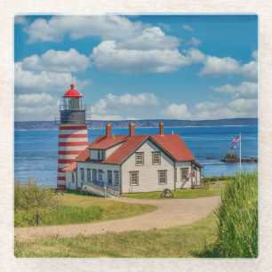 West Quoddy Head Lighthouse, Lubec, Maine Glass Coaster