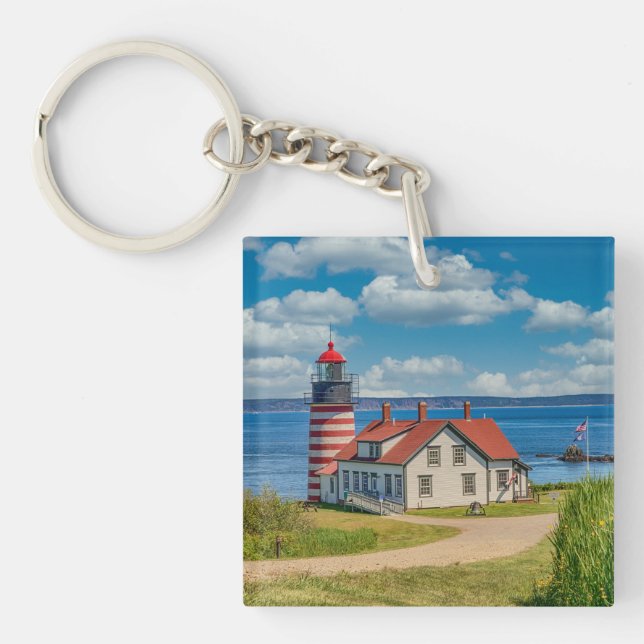 West Quoddy Head Lighthouse, Lubec, Maine Keychain (Front)