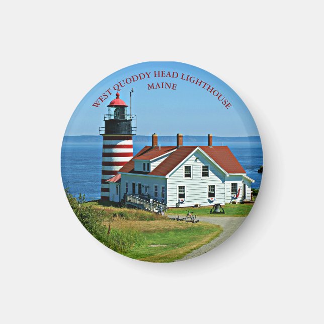 West Quoddy Head Lighthouse, Maine Round Magnet (Front)