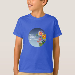 West Seattle Indivisible Kids Blue Flower t-shirt
