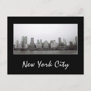 West Side Skyline B&W Postcard