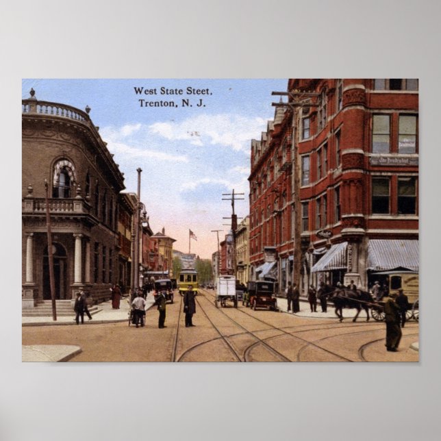 West State St., Trenton NJ 1915 Vintage Poster (Front)