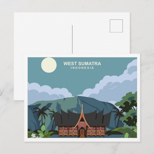 West Sumatra Indonesia travel place illustration Postcard (Front/Back)