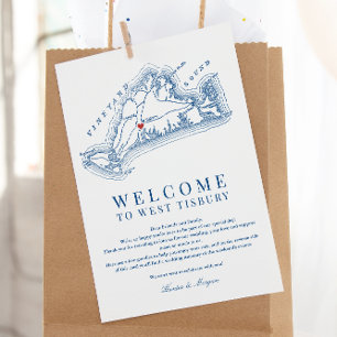 West Tisbury Wedding Welcome Itinerary Navy Blue Thank You Card
