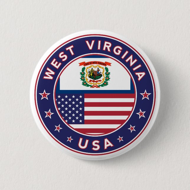 West Virginia 2 Inch Round Button (Front)