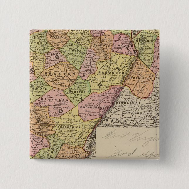 West Virginia 2 Inch Square Button (Front)
