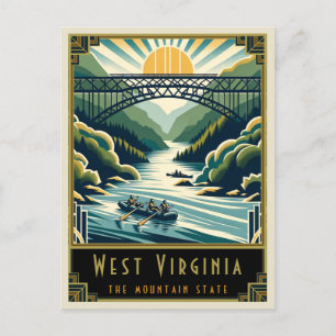 West Virginia   Art Deco Postcard