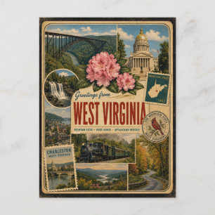 West Virginia Authentic Vintage Style Postcard