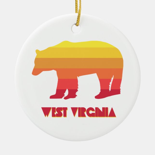 West Virginia Bear Ceramic Ornament (Front)