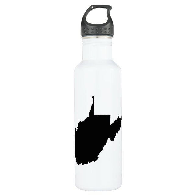 West Virginia Black and White 710 Ml Water Bottle (Front)
