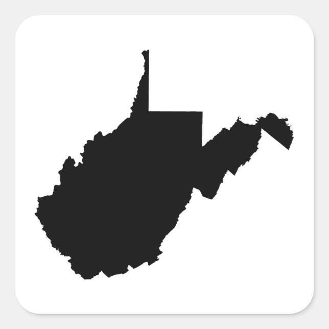West Virginia Black and White Square Sticker (Front)