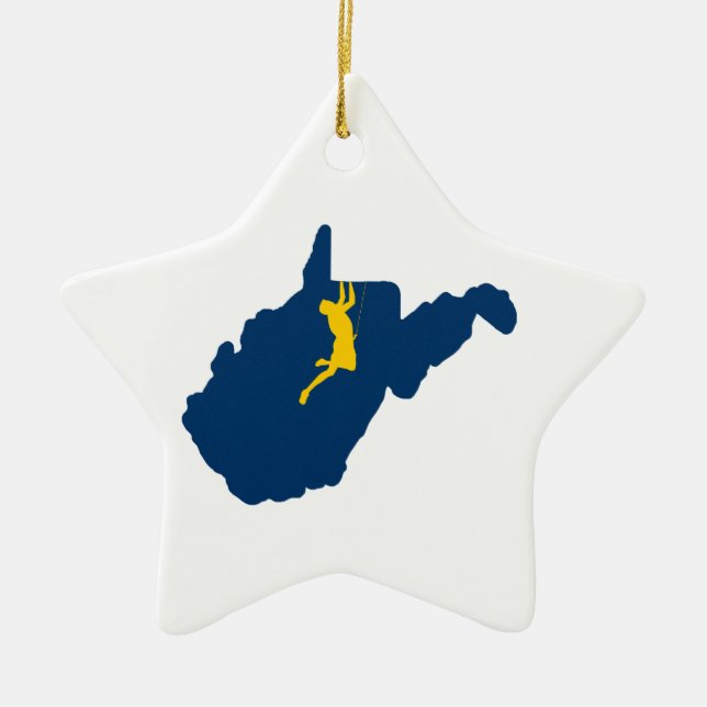 West Virginia Climbing Ceramic Ornament (Front)
