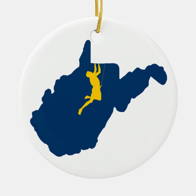 West Virginia Climbing Ceramic Ornament (Front)