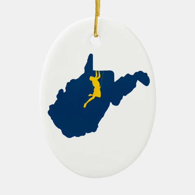 West Virginia Climbing Ceramic Ornament (Front)