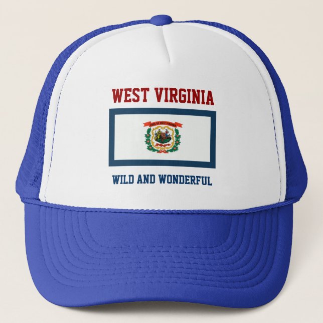 West Virginia Flag and Slogan Trucker Hat (Front)
