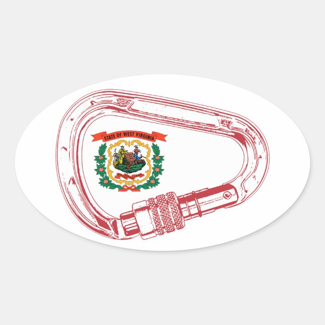 West Virginia Flag Climbing Carabiner Oval Sticker (Front)