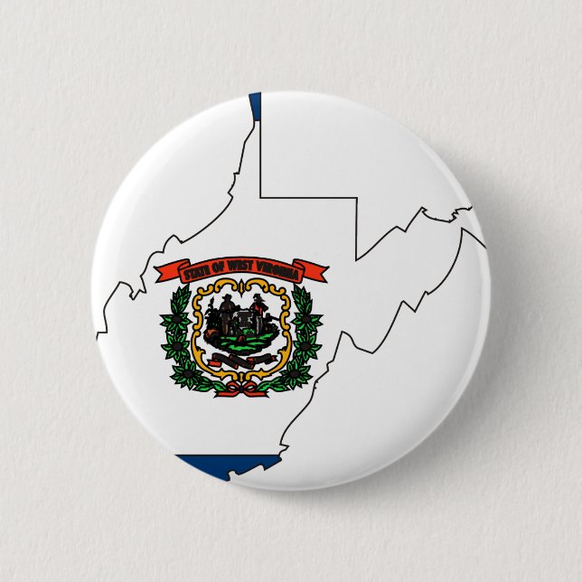 West Virginia Flag Map 2 Inch Round Button (Front)