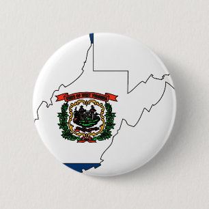 West Virginia Flag Map 2 Inch Round Button