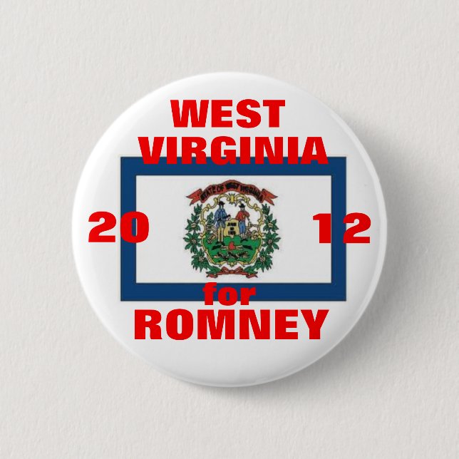 West Virginia for Romney 2012 2 Inch Round Button (Front)