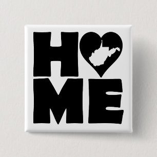 West Virginia Home Heart State Button Badge Pin