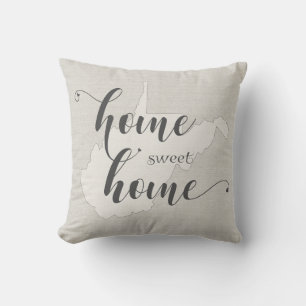 West Virginia - Home Sweet Home burlap-look Throw Pillow