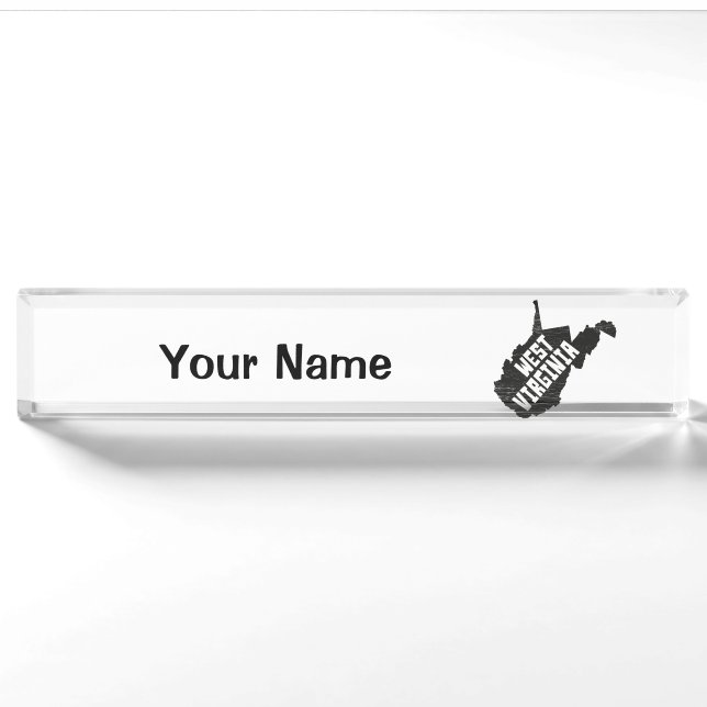West Virginia Home Vintage Distressed Map Nameplate (Front)