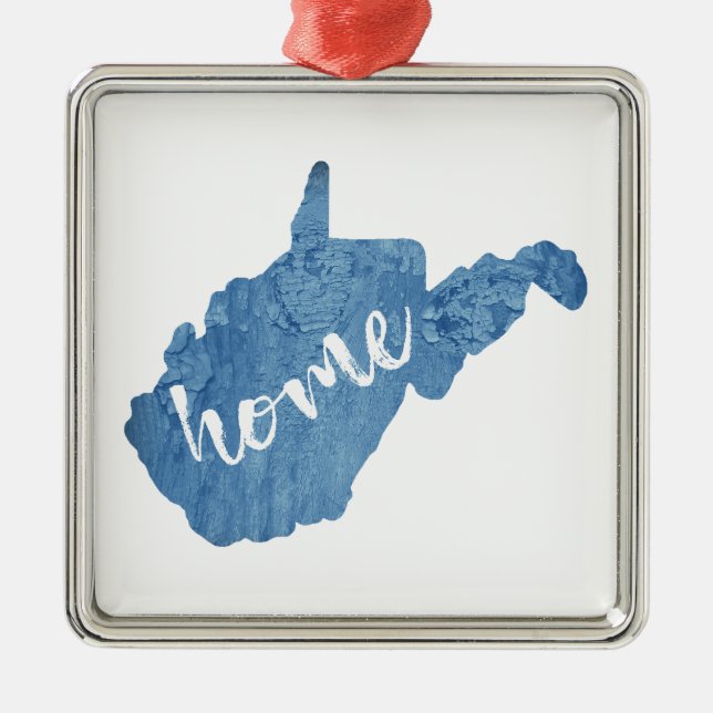 West Virginia Home Wood Grain Metal Ornament (Front)