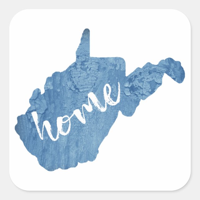 West Virginia Home Wood Grain Square Sticker (Front)