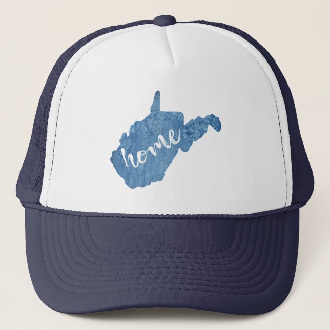 West Virginia Home Wood Grain Trucker Hat (Front)