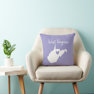 West Virginia Love Home State Throw Pillow