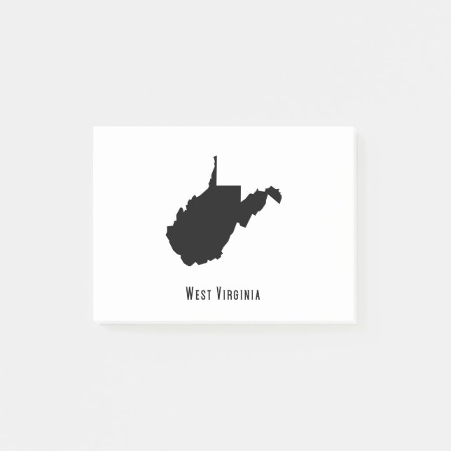 West Virginia Map - Black and White Modern Post-it Notes (Front)