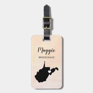 West Virginia Map Luggage Tag, Wedding Party Luggage Tag