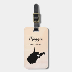 West Virginia Map Luggage Tag, Wedding Party Tag