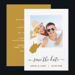 West Virginia Map Photo Wedding Save the Date Card<br><div class="desc">Let guests know to save the date for your wedding with this pretty minimalist photo card with a map outline of the location of your event.</div>