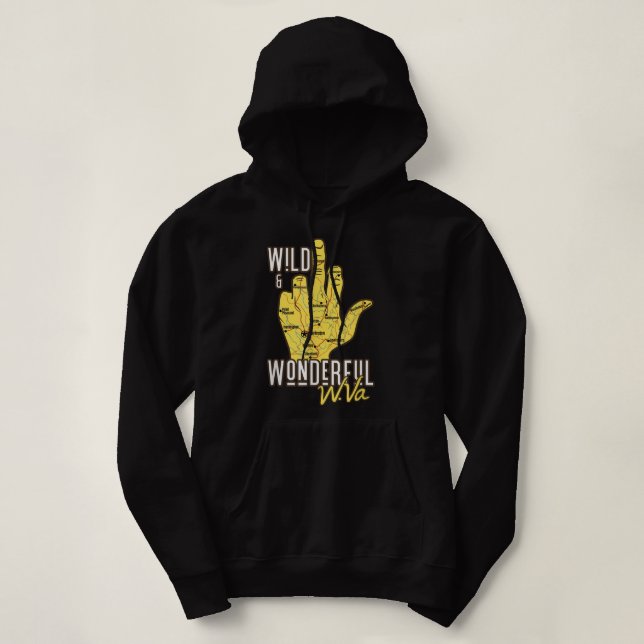 West Virginia Map WV Middle Finger Funny WV Souven Hoodie (Design Front)