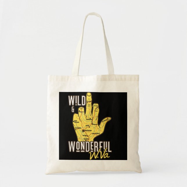 West Virginia Map WV Middle Finger Funny WV Souven Tote Bag (Front)