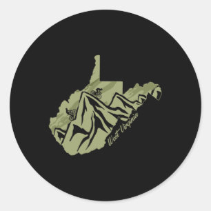 West Virginia Mountain Bike Riding Wv Biking State Classic Round Sticker