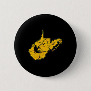 West Virginia Mountain Gold And Blue Fly Fishing F 2 Inch Round Button