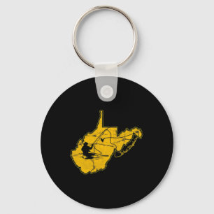 West Virginia Mountain Gold And Blue Fly Fishing F Keychain
