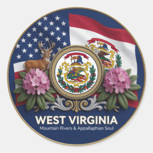 🏔️ West Virginia Mountain State Classic Round Sticker