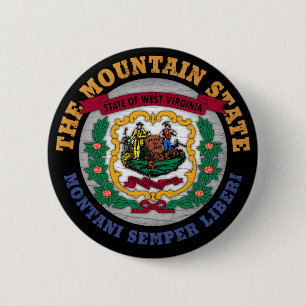WEST VIRGINIA MOUNTAIN STATE FLAG 2 INCH ROUND BUTTON